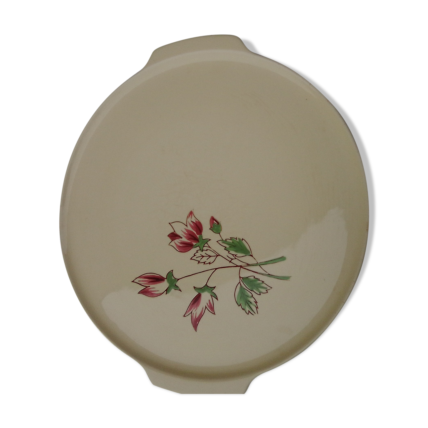 Pie dish in Salins earthenware model Rose Eric diam 30 cm