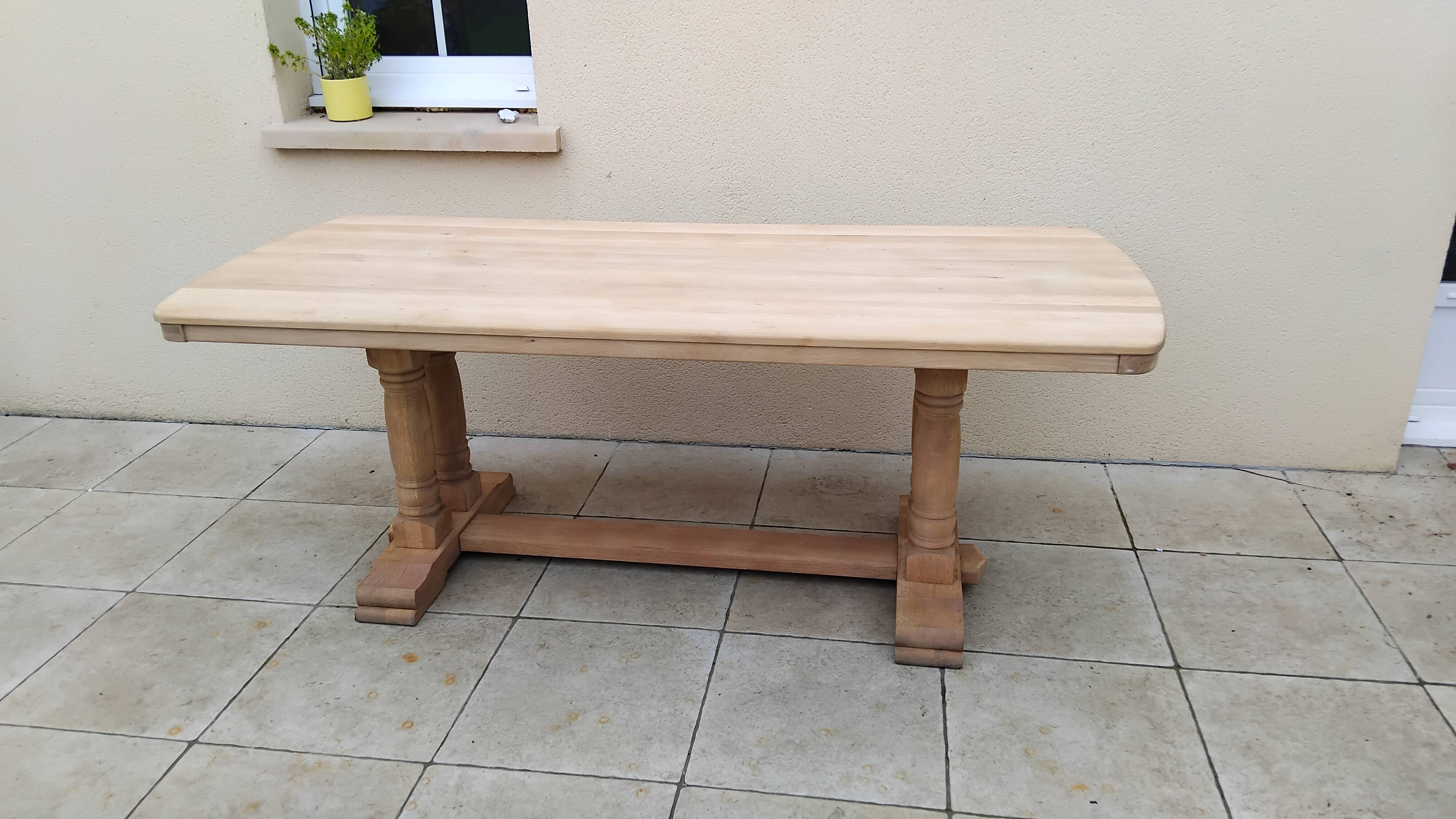 Grande table ancienne ferme monastère sablé vintage chêne massif