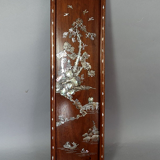 Pair old wood panels & mother-of-pearl Vietnam, Indochina around 1900 60x17 cm SB