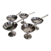 Ice cream or sorbet cups, vintage, in 18/10 stainless steel, 70s, made in France (lot no. 6)