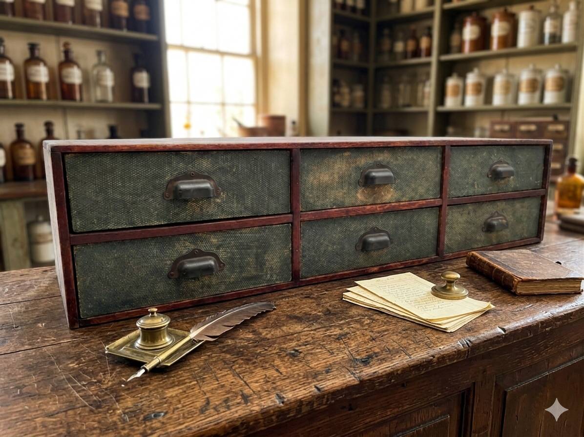 Antique workshop drawer unit from the 1920s.