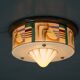 Art Deco Hand Painted Glass Flush Mount, 1920s