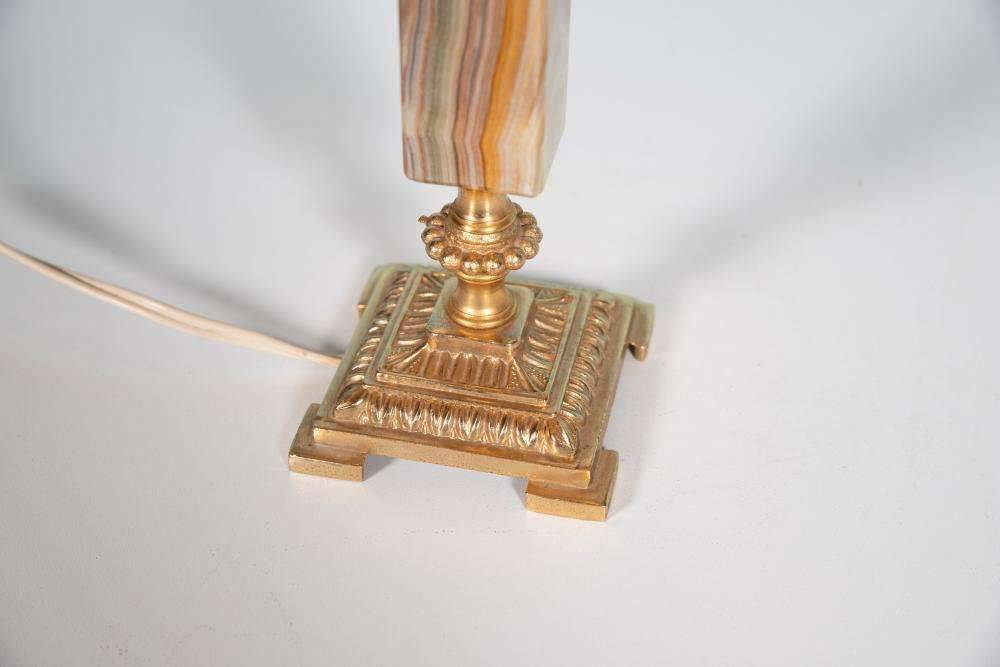 Vintage bedside lamp from the sixties, brass and natural stone Boho.