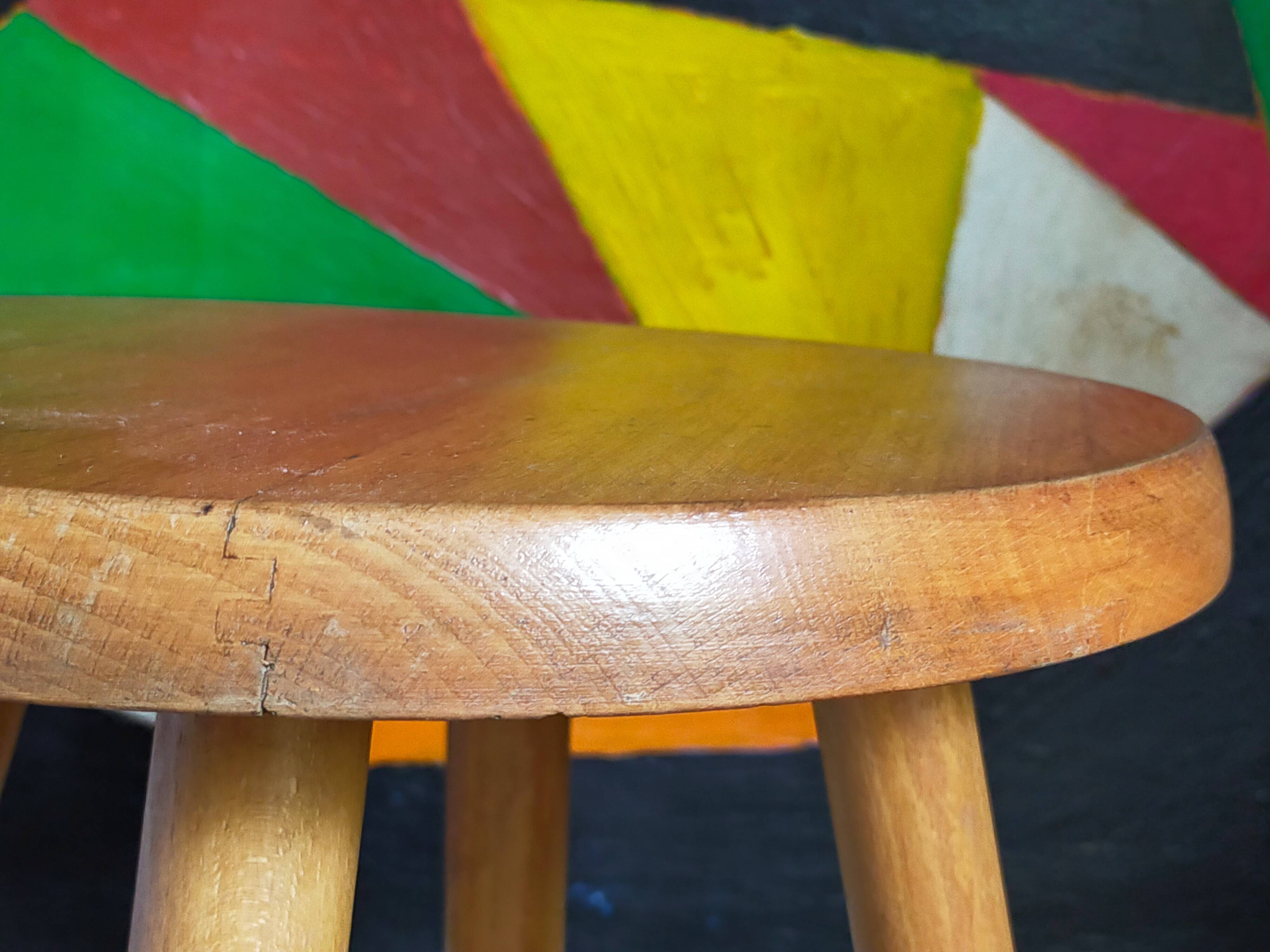 Vintage blond wooden stool