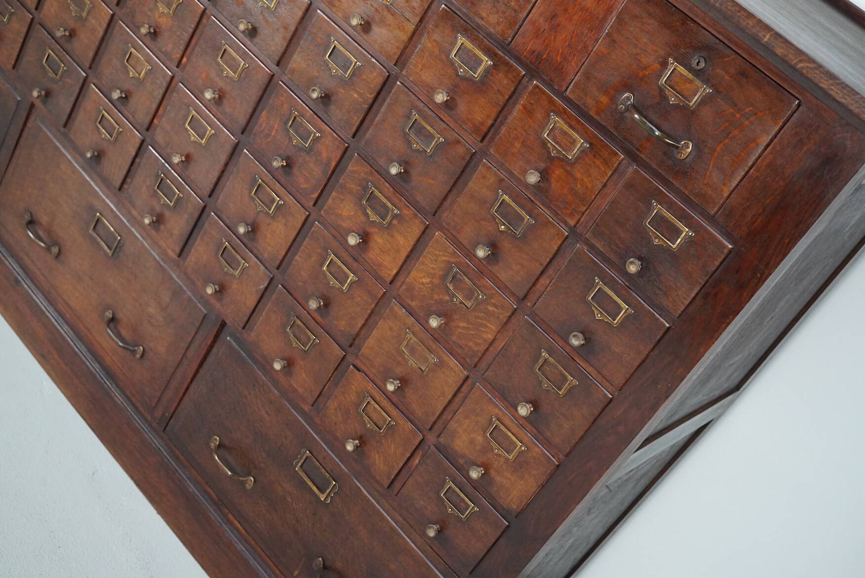 Large French oak notary apothecary cabinet / filing cabinet, 1920/30s