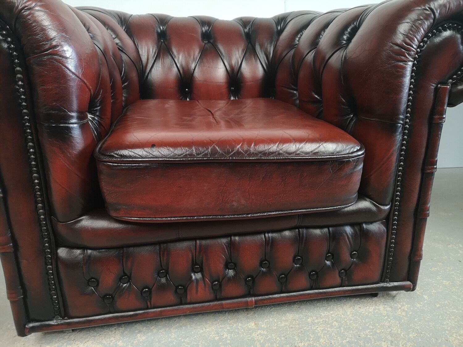 Chesterfield burgundy leather armchair