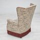1955-60s, Danish design, high back armchair in floral multicolor fabric, original condition.