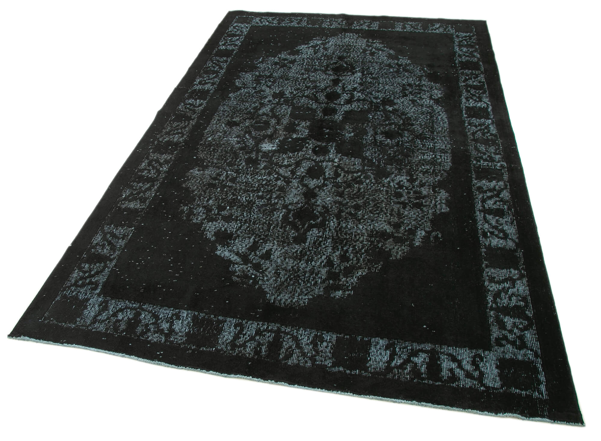 Handmade contemporary oriental 1970s 160 cm x 272 cm black carpet