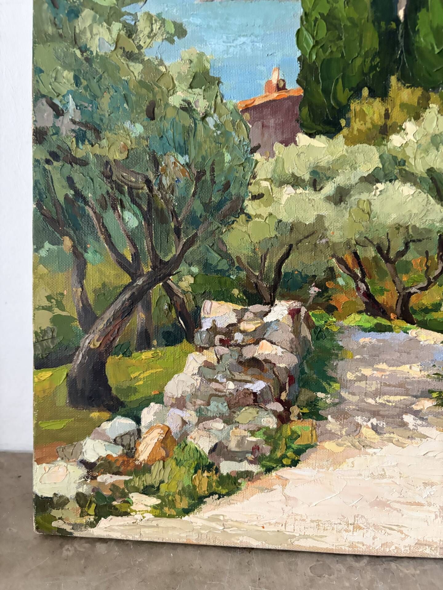 Mediterranean coastal scene, oil on canvas signed