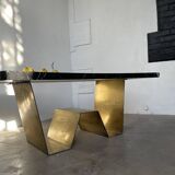 Addor 60s sculptural marble and brass coffee table