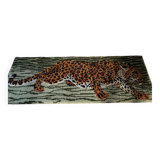 Vintage wool rug featuring a leopard (tiger)
