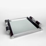 Art Deco metal and wood tray