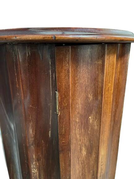Round wooden bedside table, 1 door