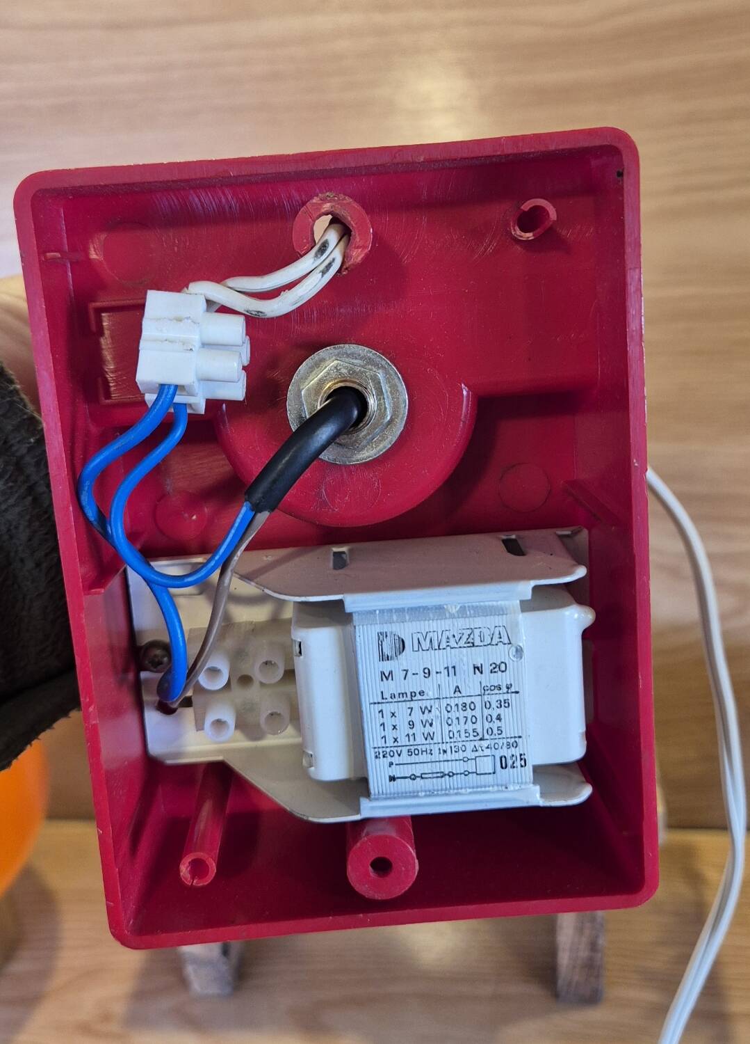 Vintage 70's red desk lamp.