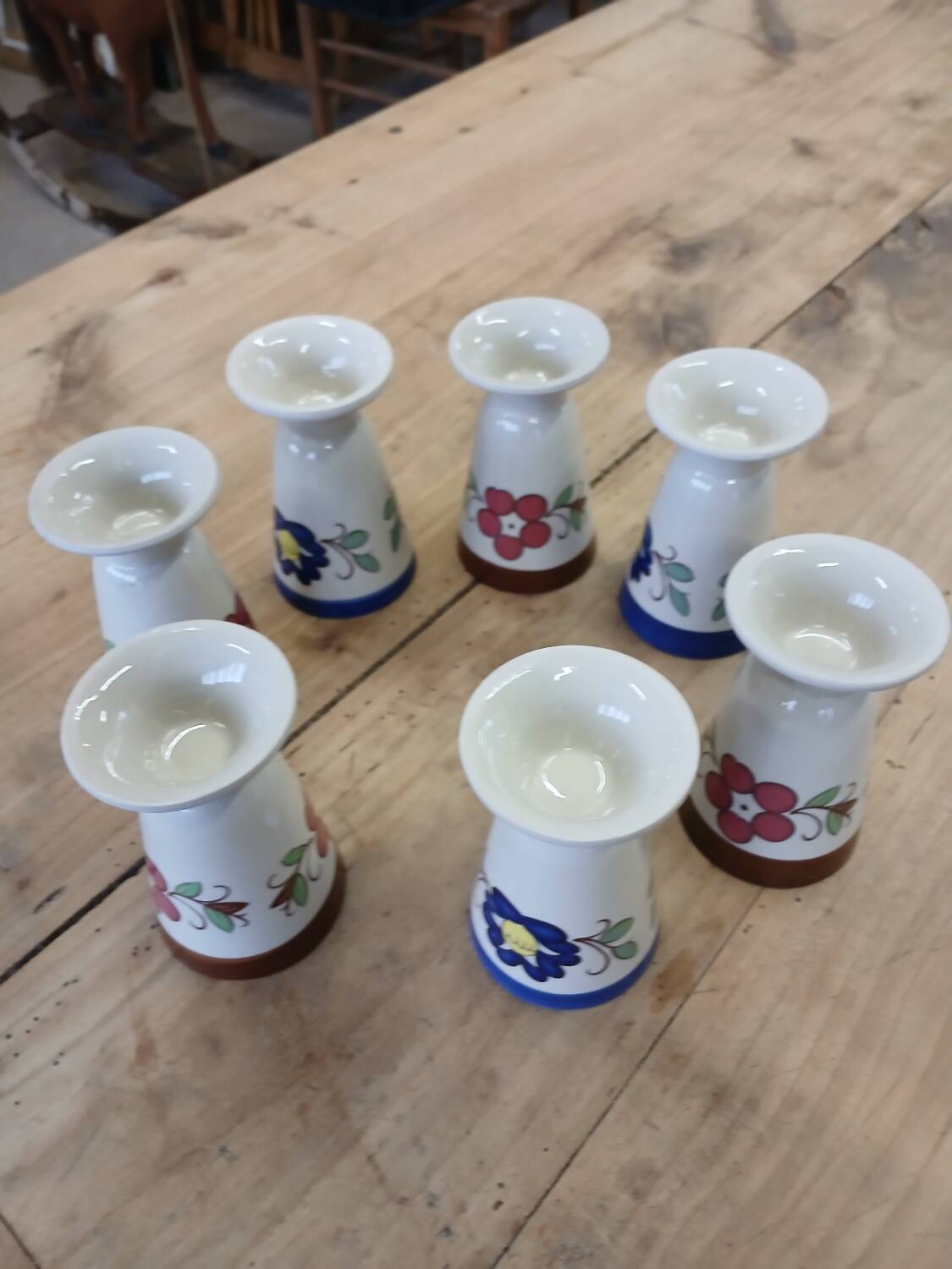 7 old glazed stoneware mazagrans