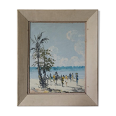 Group on the shores of Lake Tanganyika, African painting, circa 1950