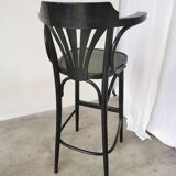 Chaise de bar vintage en bois courbé noir, style Thonet, milieu du XXe siècle (années 1970)
