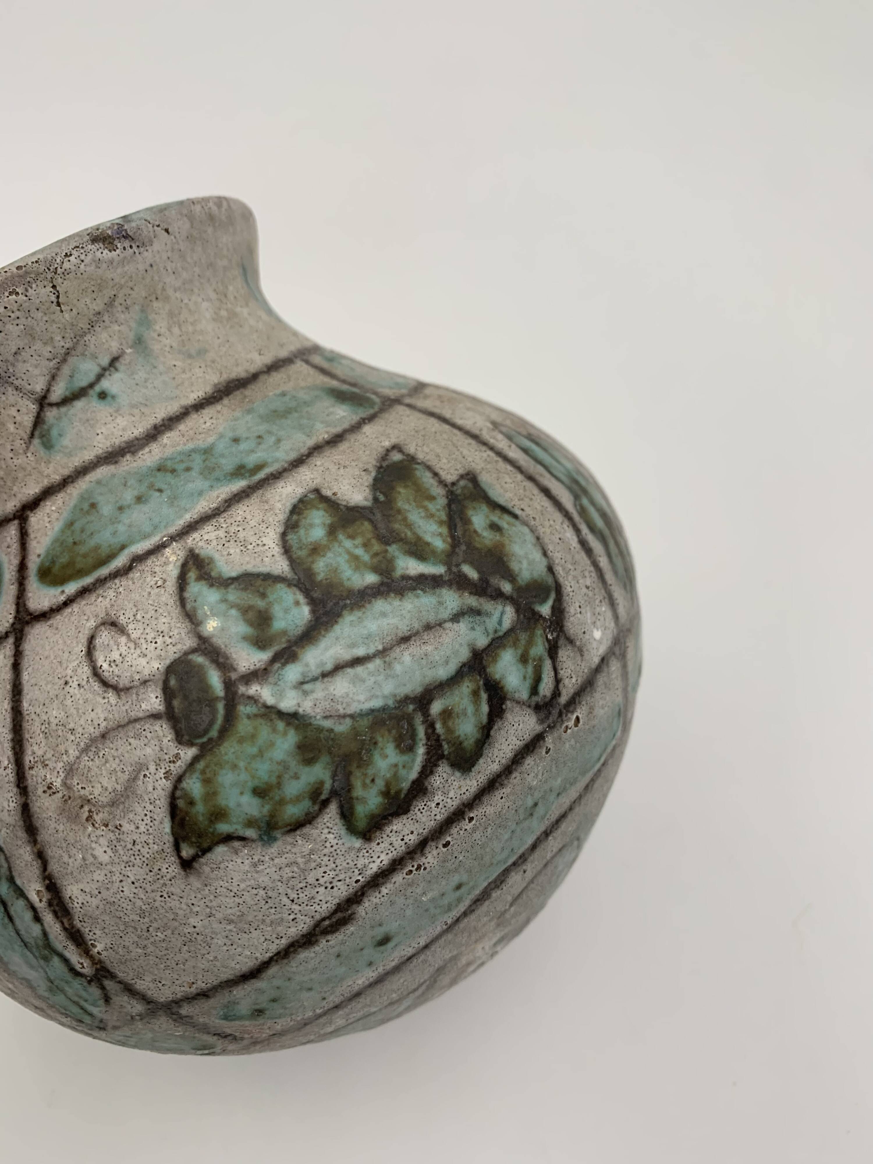 J. MASSIER, Vallauris - Antique enamelled stoneware vase - 1930s-1940s