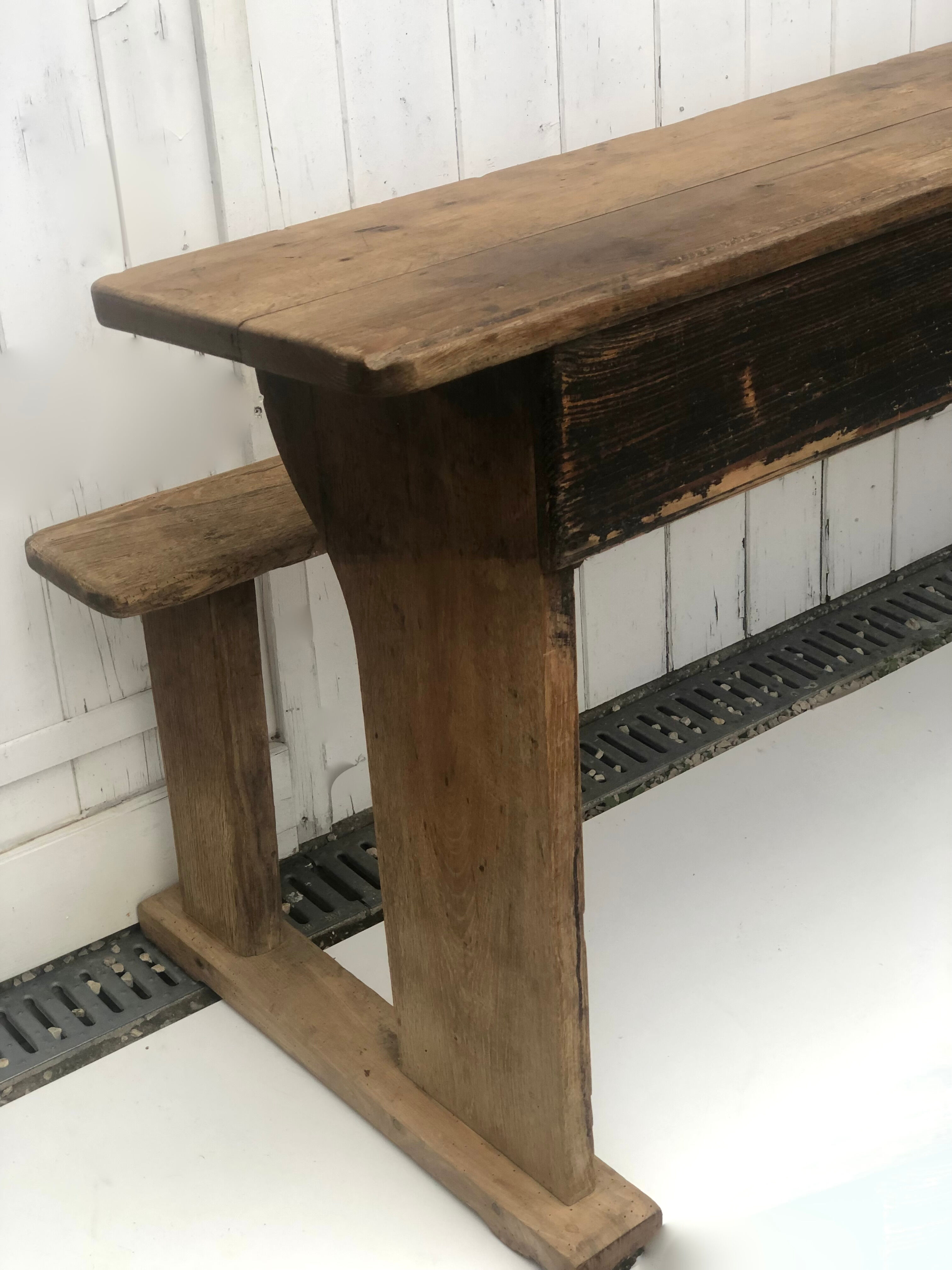 School desk and bench 3 places child wood