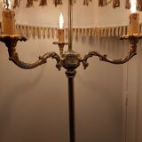 Lampadaire 3 têtes laiton et métal doré