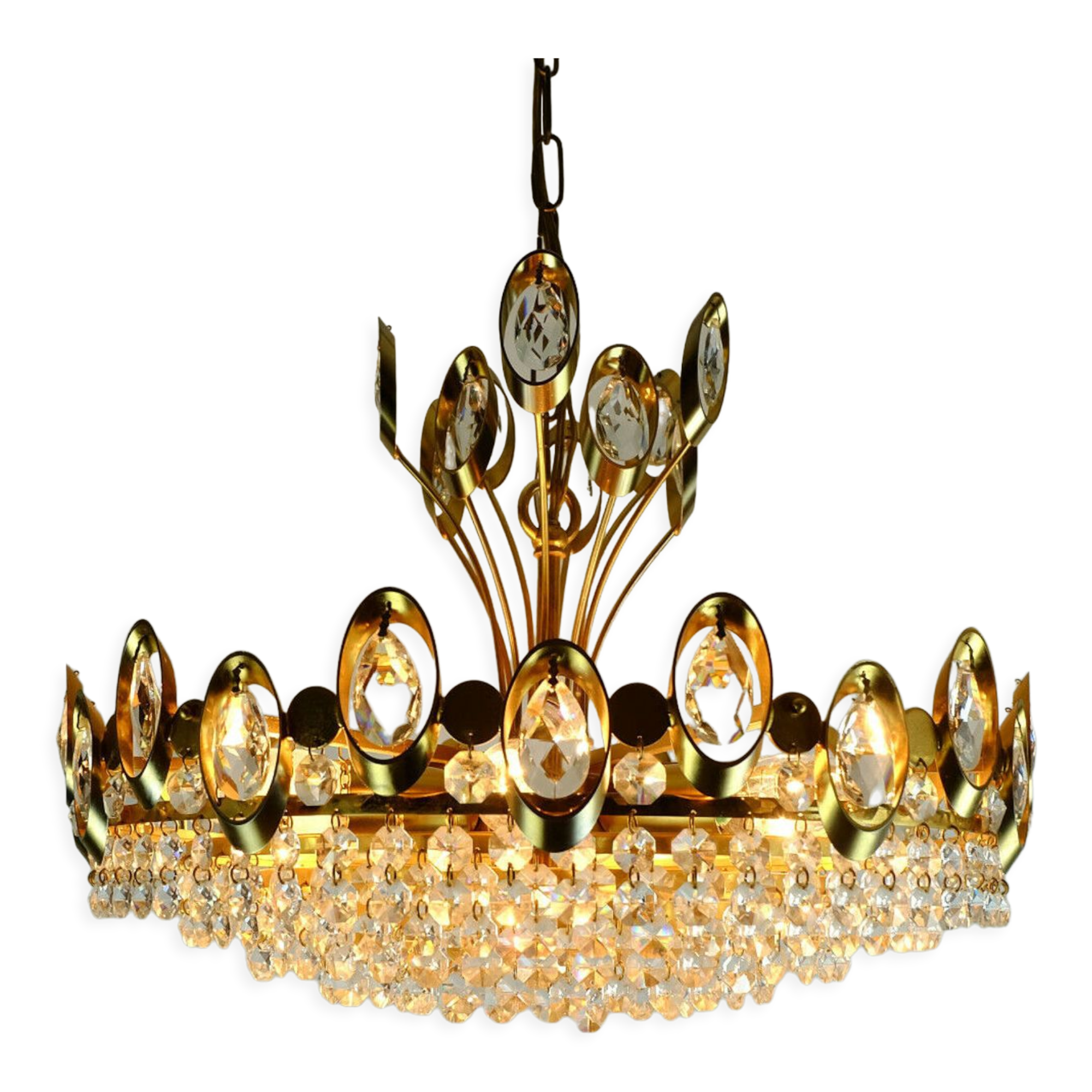 Mid century chandelier Palwa crystal glass