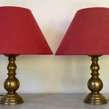 Pair of brass lamps