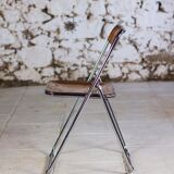 Set of 3 folding chairs in plexiglass and chrome, 1970.