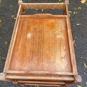Serving cart/dessert bar trolley on wheels with removable tray