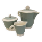 Digoin Sarreguemines almond green vintage Art Deco earthenware coffee set