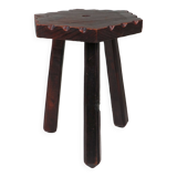 Rustic Spanish stool in solid wood – Handcrafted – 20th century