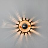 Sun wall lamp by ferro arte, metal and gold leaf, spain, 1960