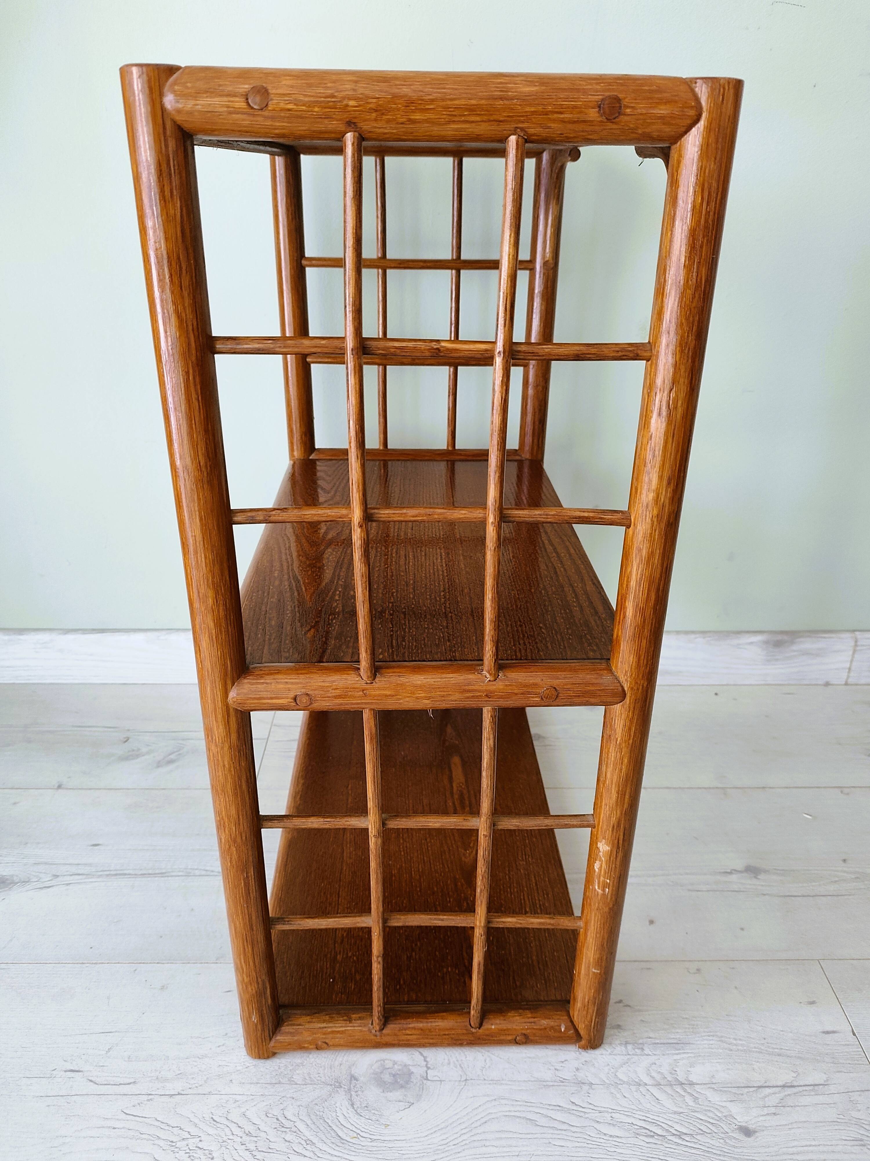 Rattan and wood shelf furniture