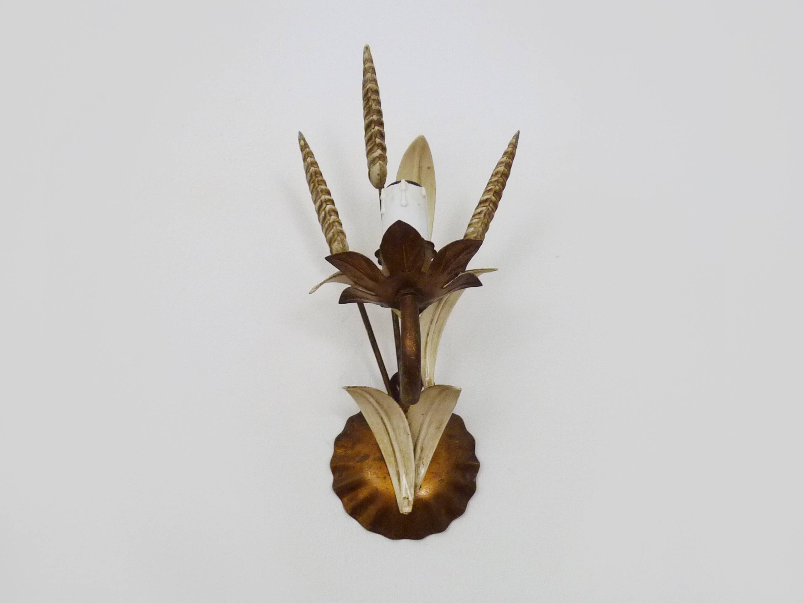 Vintage wall light with golden wheat ears Maison Masca Florence 70s