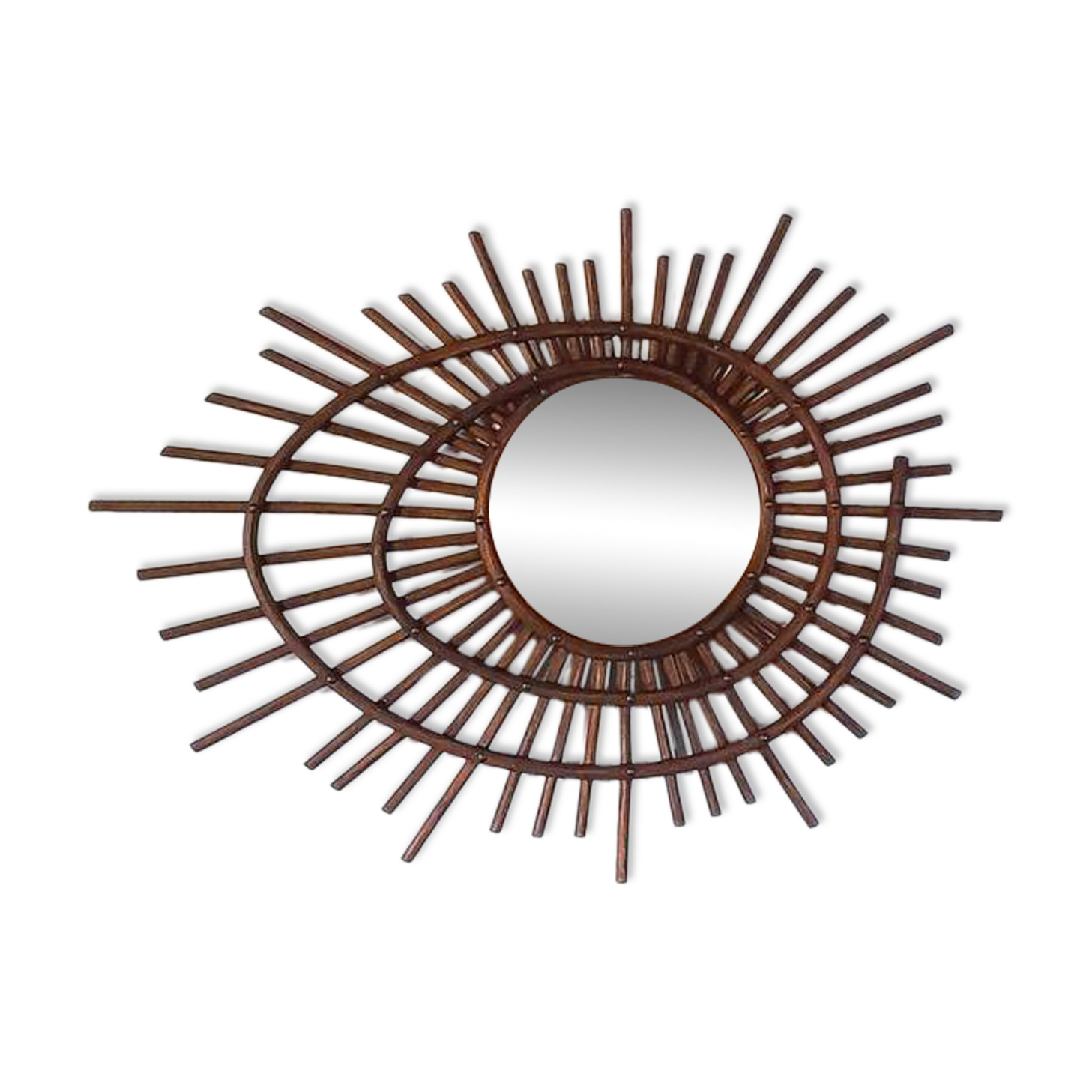 Spiral mirror in rattan 1960