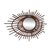 Miroir spirale en rotin 1960