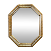 Miroir vintage en faux bambou doré, années 1980.