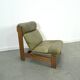 Fauteuil en cuir vert et bois de chêne