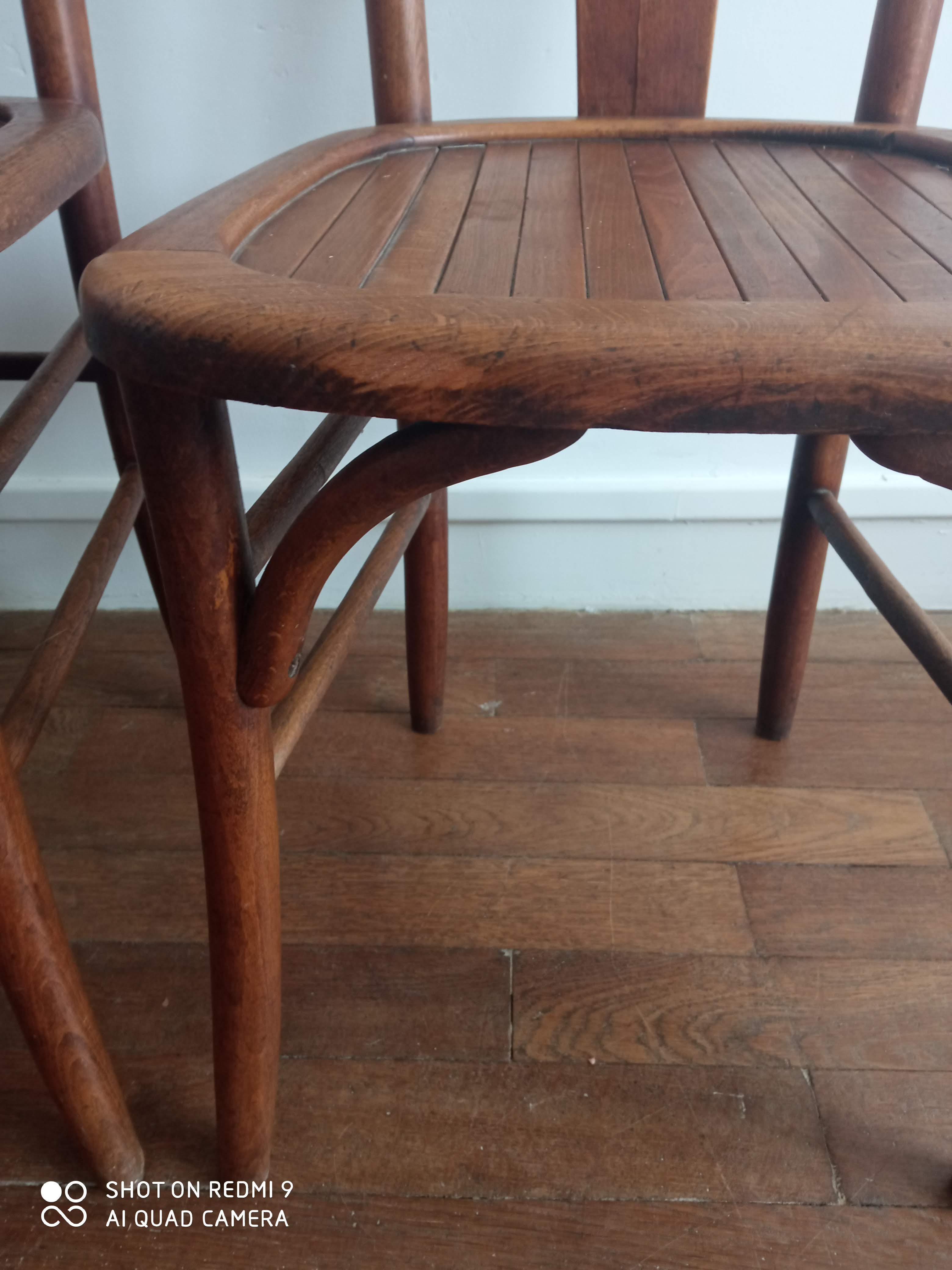 Trio of old bistro chairs
