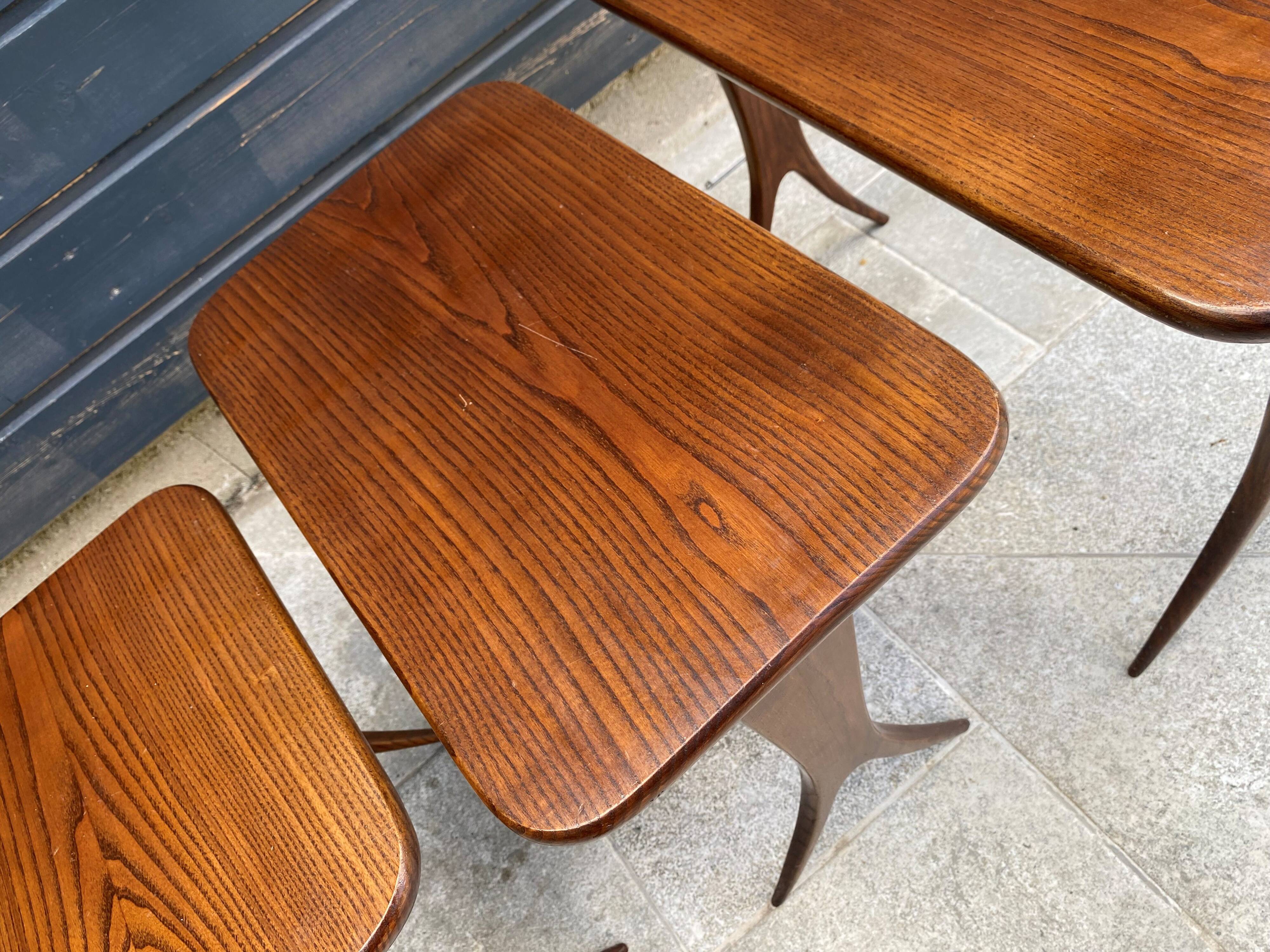 Set of 3 nesting tables by Raphaël Raffel, Scandinavian vintage, 1960s