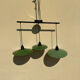 Ceiling light pendant lampshade enamelled green and white metal