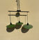 Ceiling light pendant lampshade enamelled green and white metal