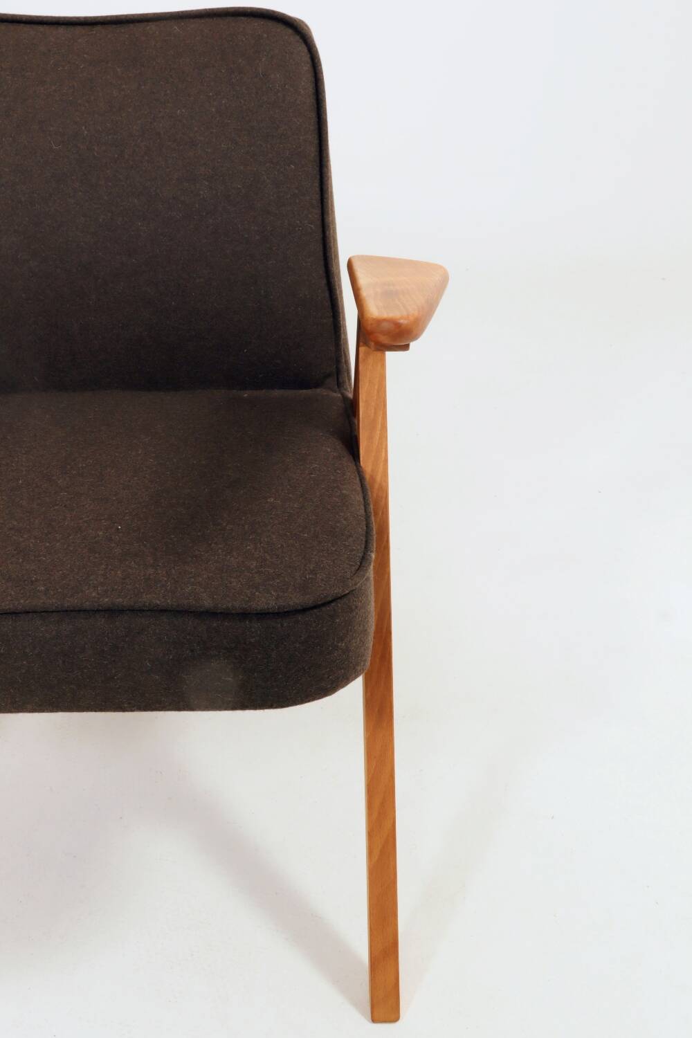 Vintage Lounge Chair Dark Cacao Wool Upholstery