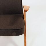 Vintage Lounge Chair Dark Cacao Wool Upholstery
