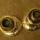 Pair of old torches candle holders bronze brass floral decoration Ht 18,8 cm ref A173/40