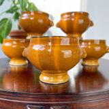 6 Onion tablespoons in ochre glazed stoneware