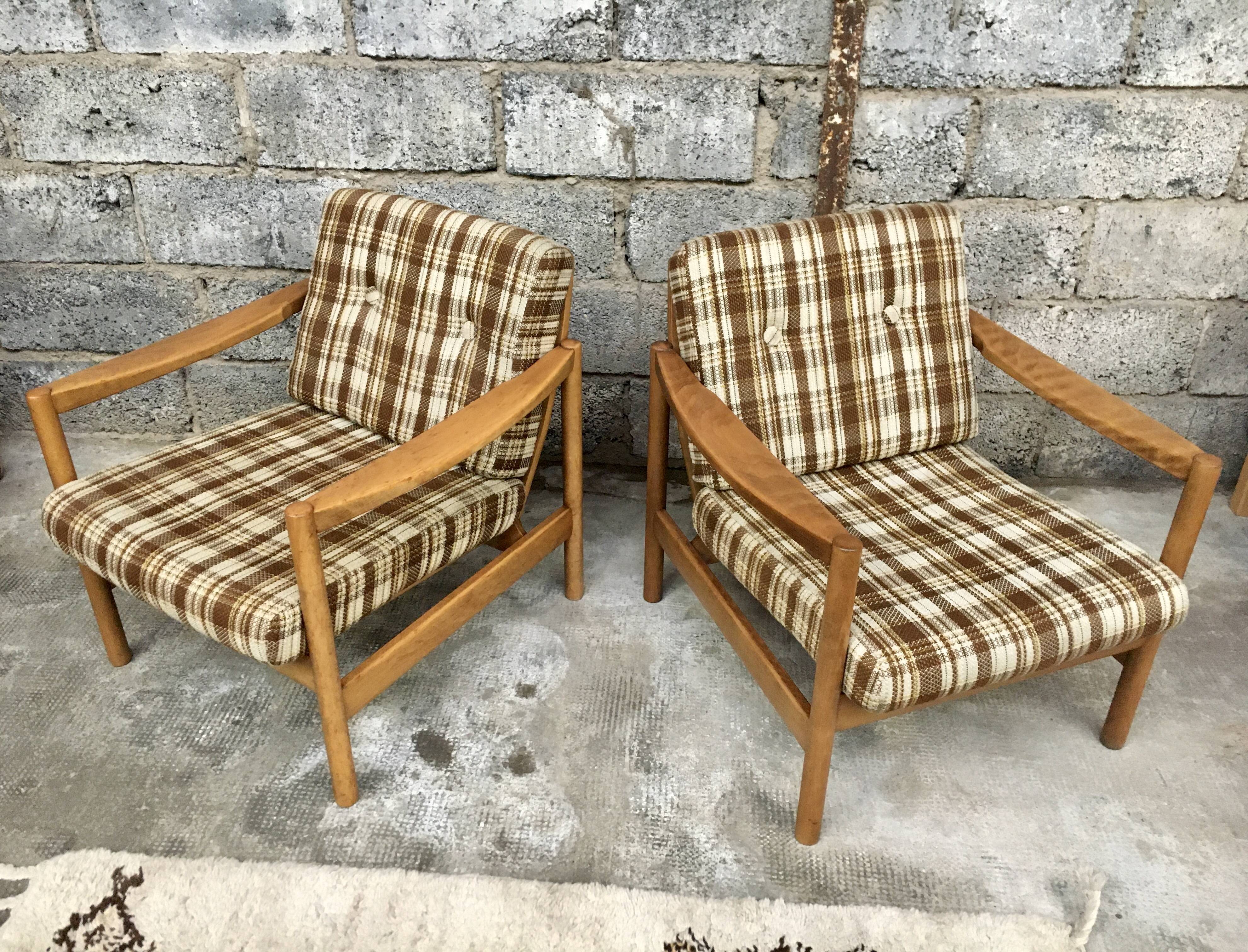 Pair of Scandinavian armchair fabric tiles
