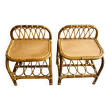 Two rattan bedside tables