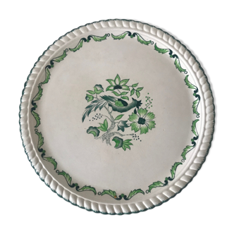 Longwy earthenware dish décor emeralds green