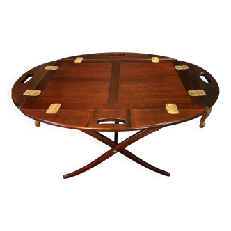 Table basse de bateau modulable pliante acajou plateau de majordome Marine