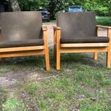 pair of oak armchairs - Sweden 1960s